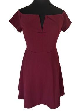 Lulus Play The Party Plum Deep Dark Purple Off-the-shoulder Skater Dress